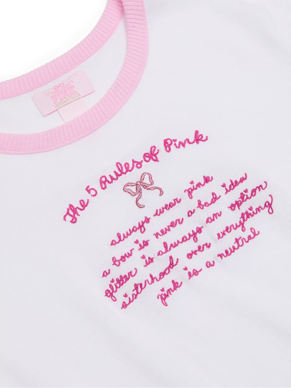 🆕🎀 5 Rules Of PINK x LoveShackFancy Baby Tee Victoria Secret XS NWT
